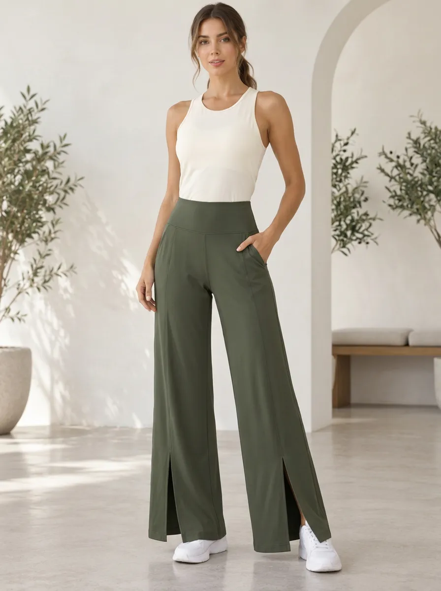 Move Easy Women's Wide Leg Slit Training Pants