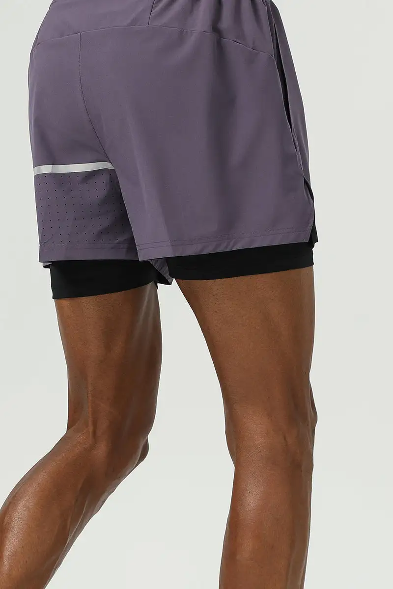 Drawstring Dual Layer Stretch Athletic Shorts