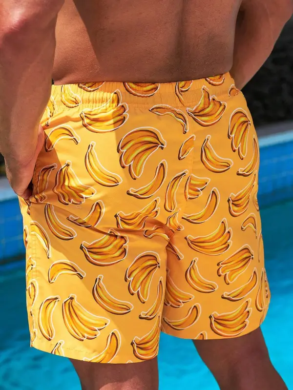Men's Resort Banana Print Swim Trunks
