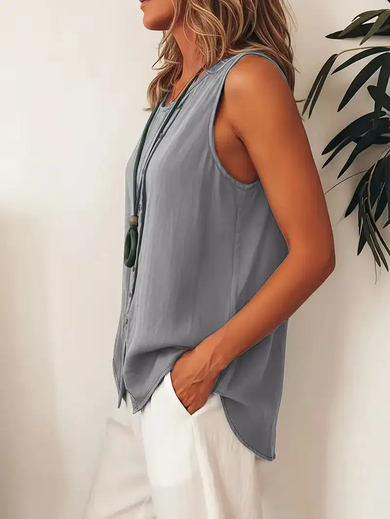 Button Detail Everyday Blouse