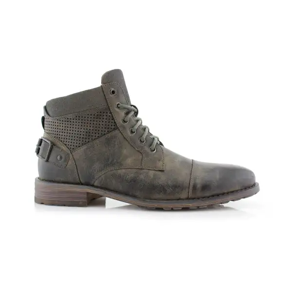 Faux-Suede Suede Faux-Leather Combat Boots