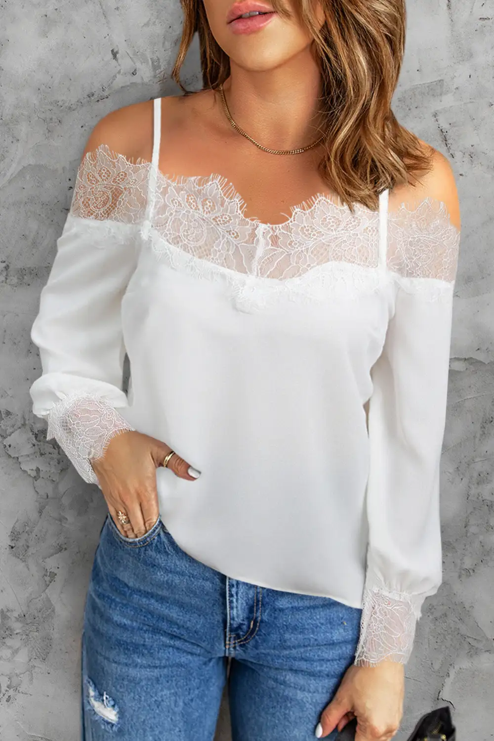 Lace Cold Shoulder Blouse