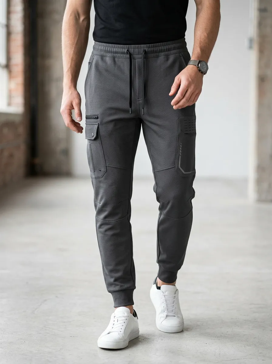 Easy-Wear Multi Pocket Graphic Print Street Look Men's Cargo Jogger Pants