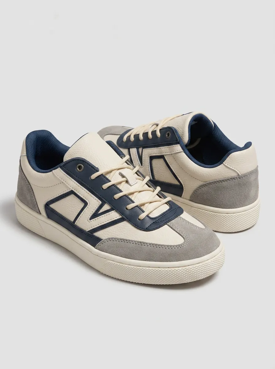Women's Casual Colorblock Suede Leather Printed Sneakers