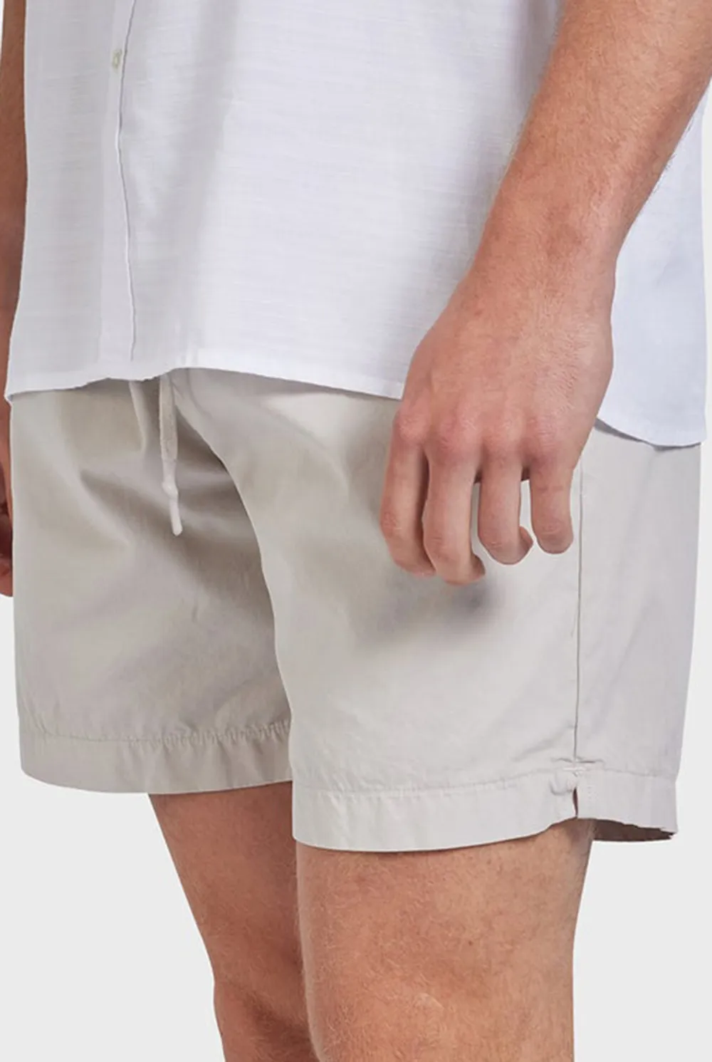Off White Linen Drawstring Short