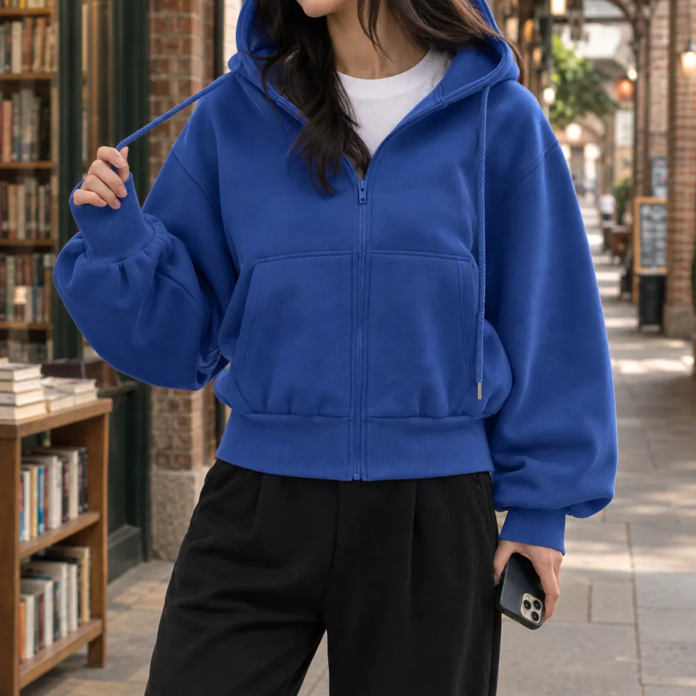Cropped Soft-Touch Hoodie