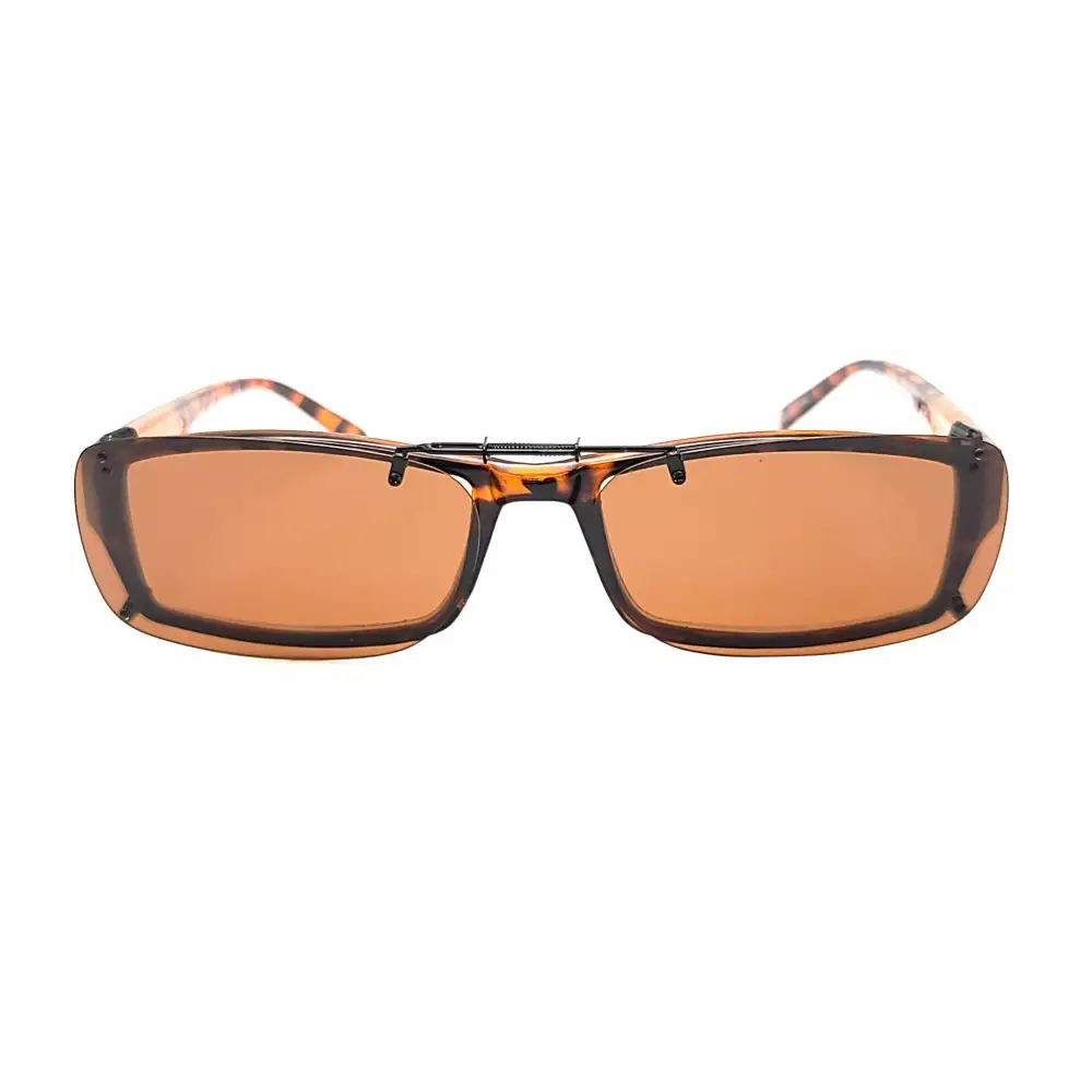 Frameless Amber Lens 56mm Rectangular Polarized Clip-On Sunglasses for Plastic Frames