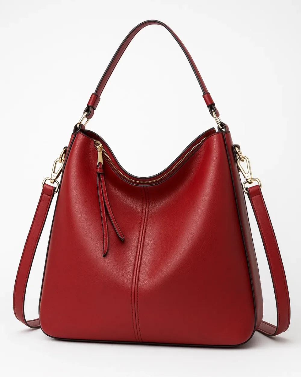 Leather Look Hobo Bag Large Shoulder Handbag Crossbody Strap