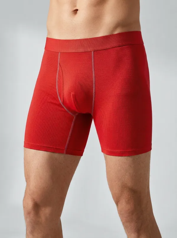 Men's Solid Charcoal Grey Textured Performance Boxer Briefs