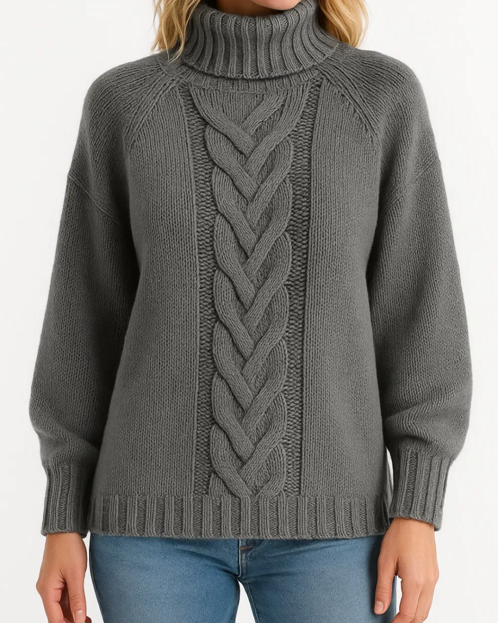 Cable Knit Roll Neck Jumper Knitwear Sweater