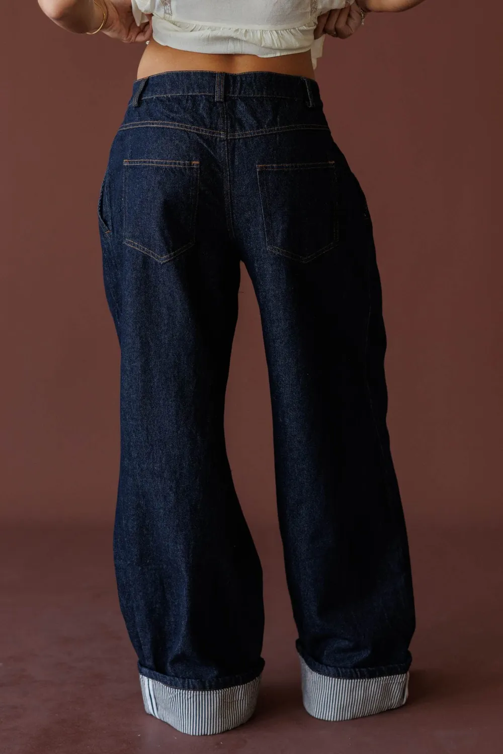 Cuffed Wide-Leg Jeans