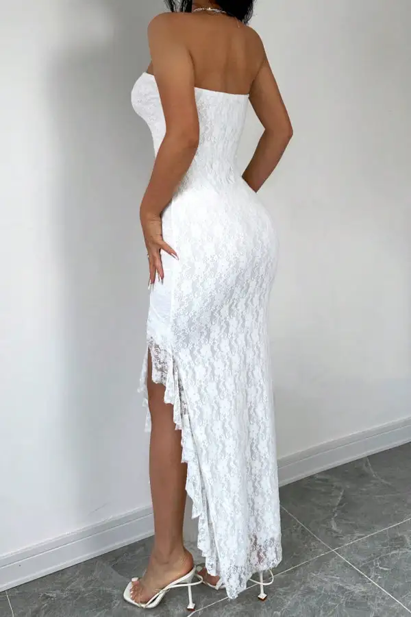 Versatile Ruffled Ruffle Sleeve And Flowing Maxi Skirt Set