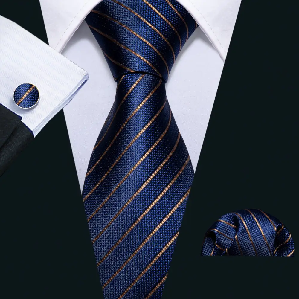 Classic Striped Business Silk Necktie Set
