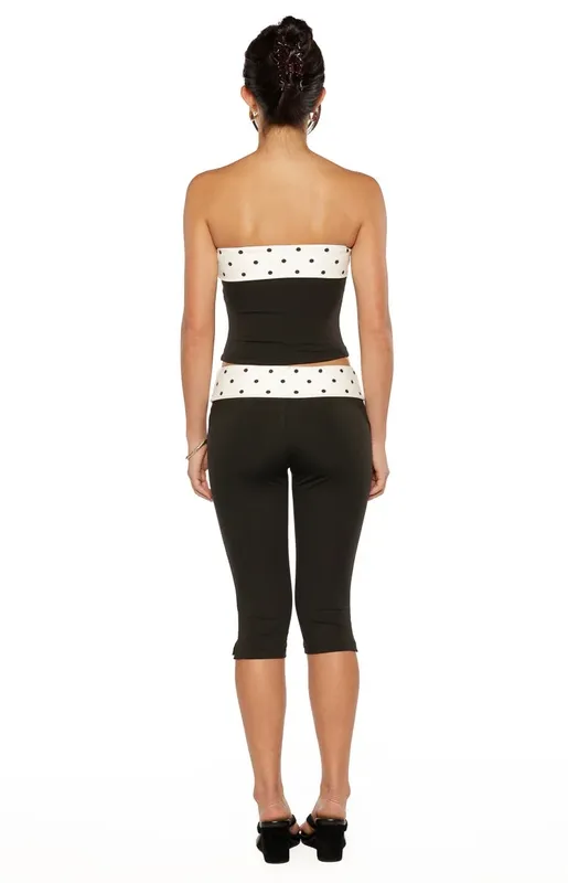 Black Polka Dot Foldover Capri Pants