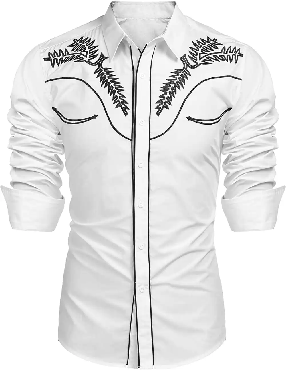 Embroidered Cowboy Button Down Shirt Jeans