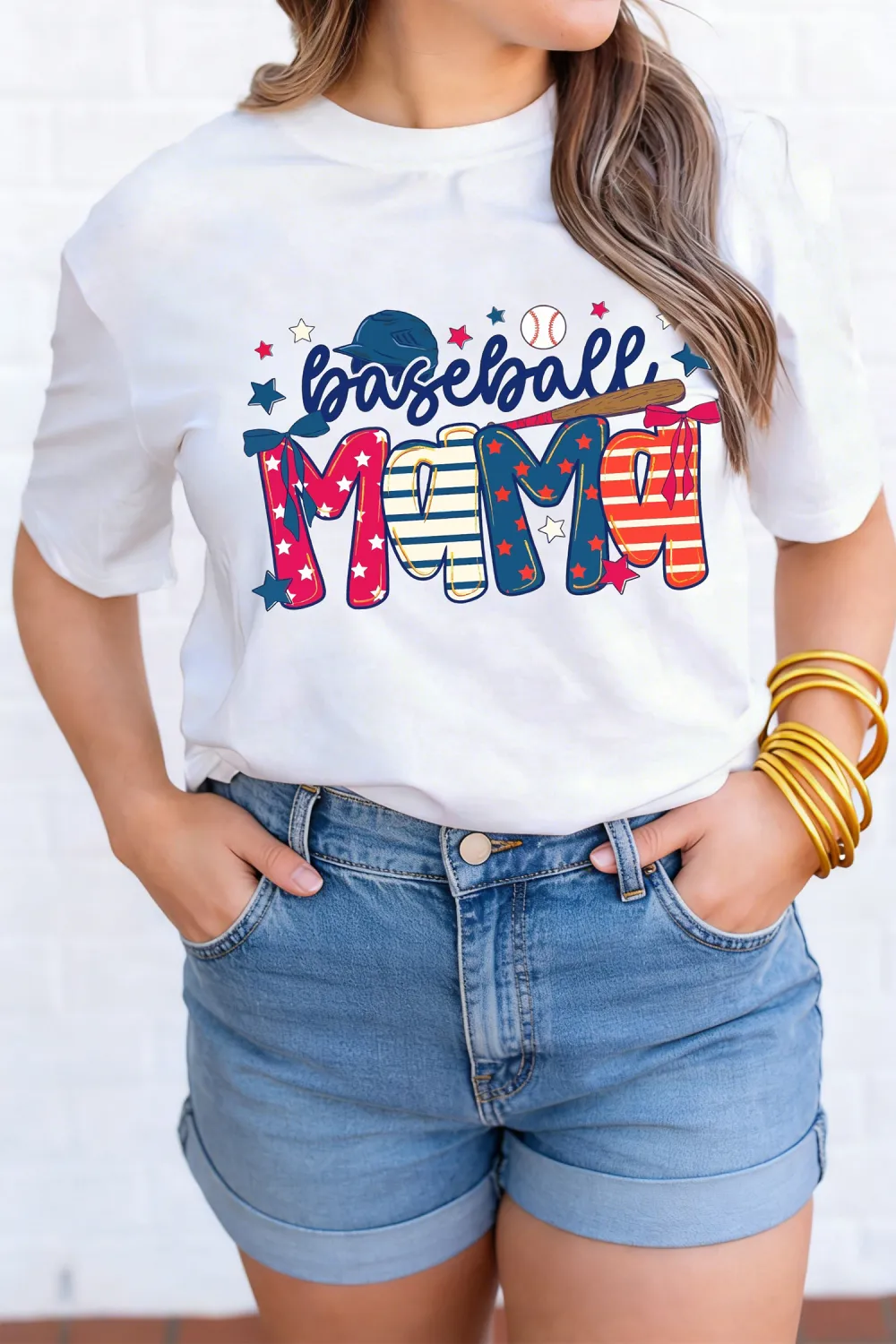 White Baseball Mama Game Day Tee
