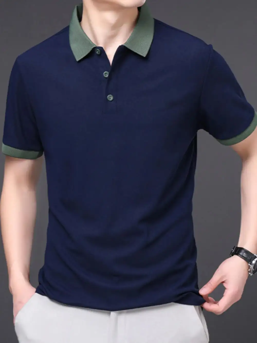Everyday Contrast Detail Collared Short Sleeve Polo Shirt