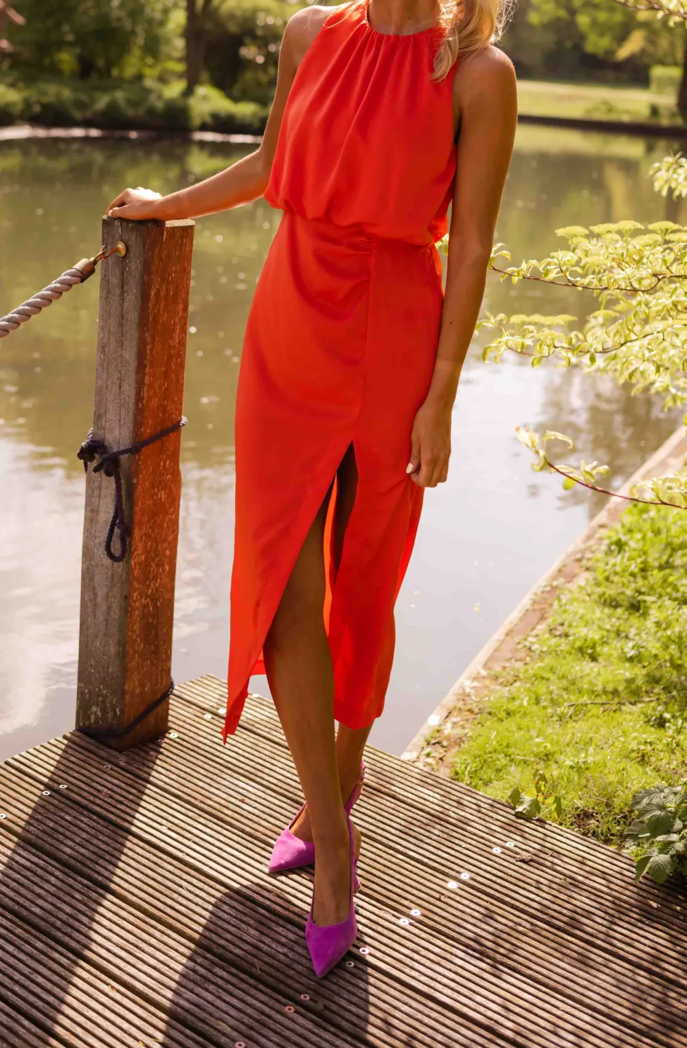 High Neck Sleeveless Maxi Dress