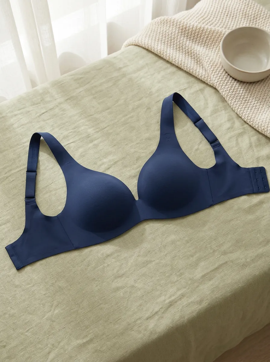 Women's Navy Blue Seamless Wireless Padded Bra