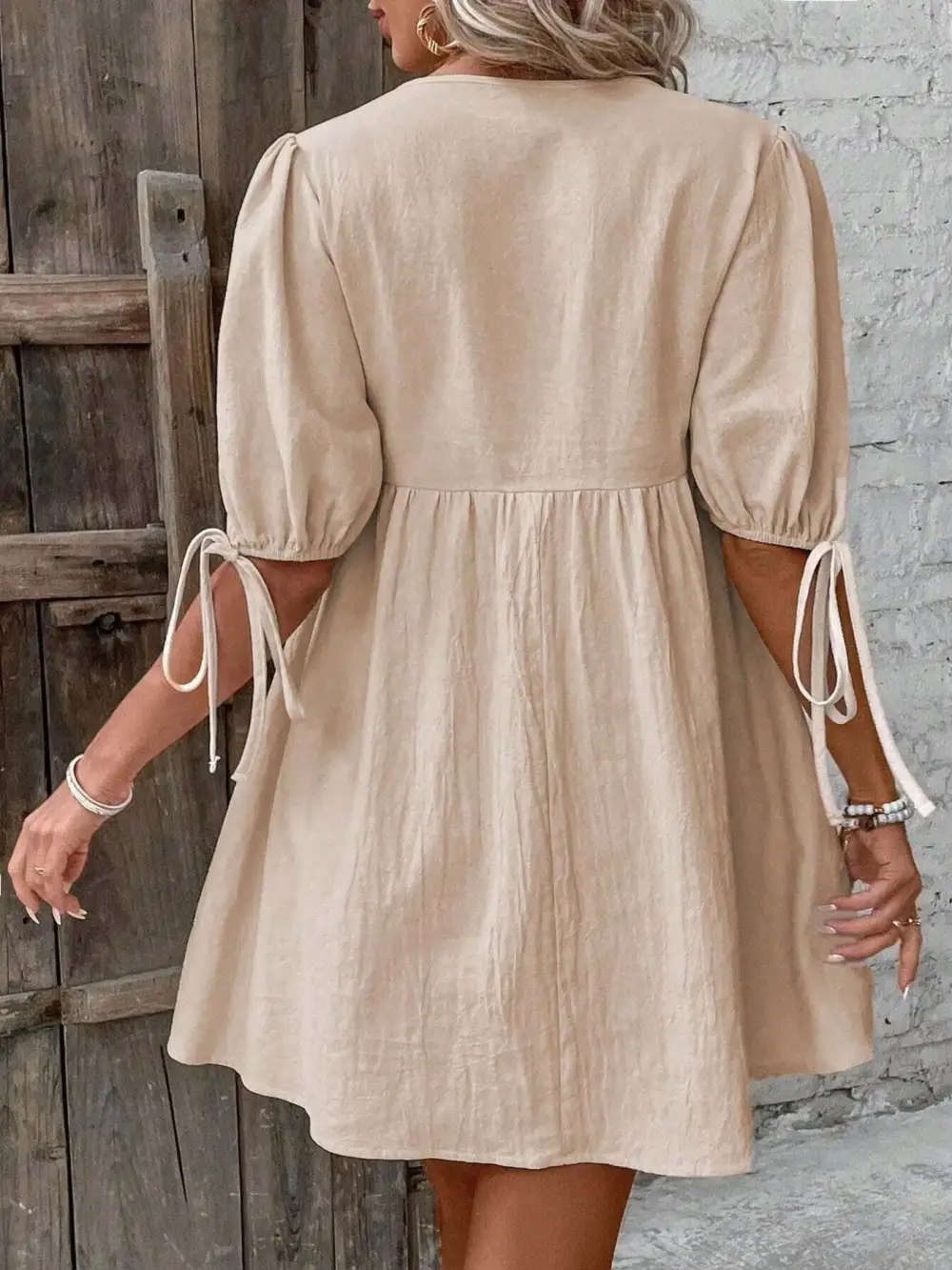 V Neck A Line Mini Dress