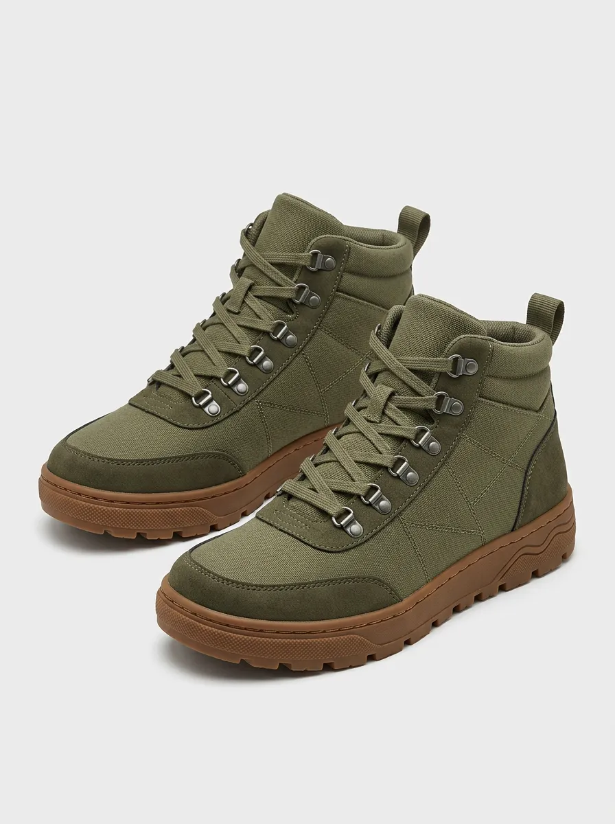 Trail Detail Canvas Hiking Boots