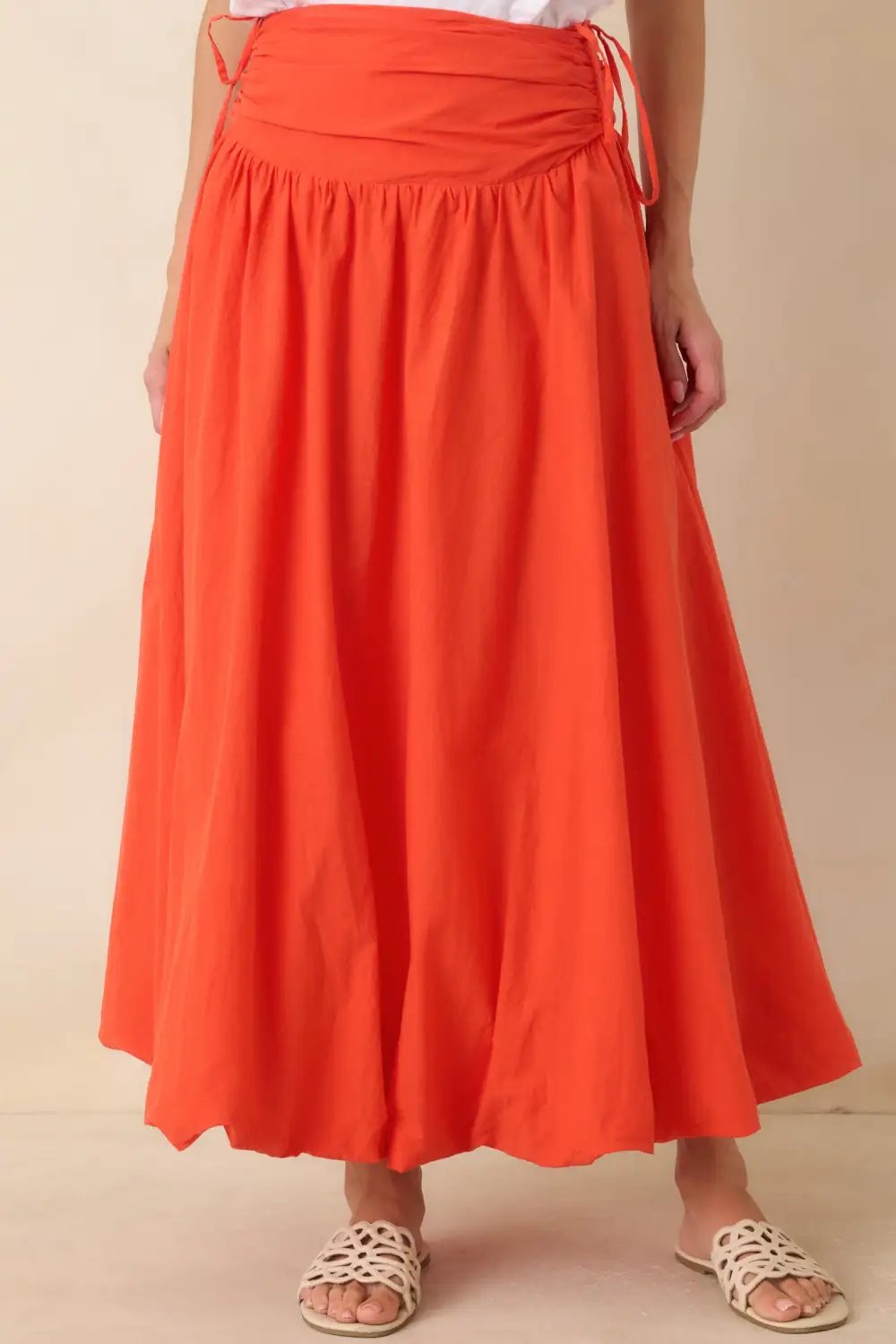 Cotton Gathered Maxi Skirt