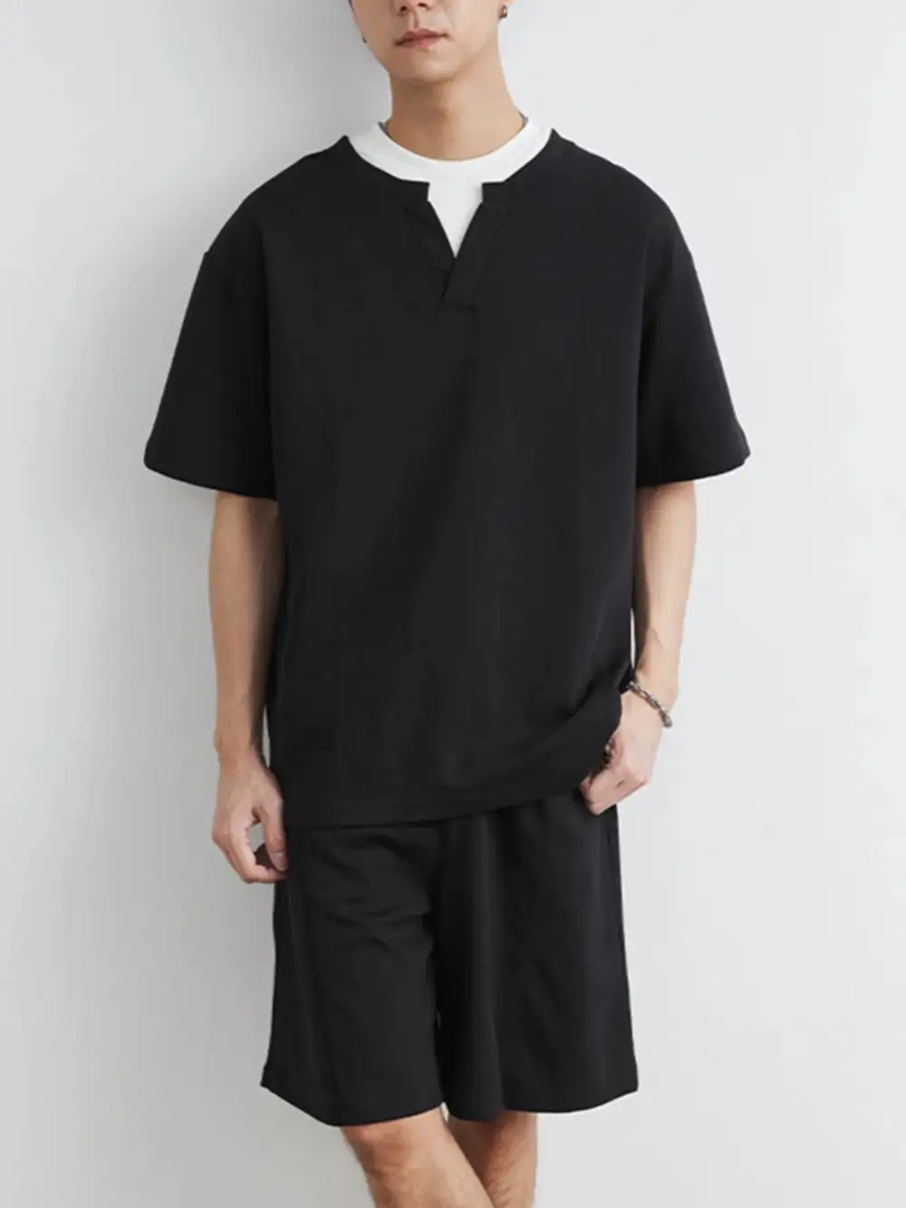 Half Sleeve Coordinated Top And Shorts Set