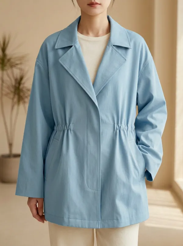 Utility Drawstring Waist Trench Coat
