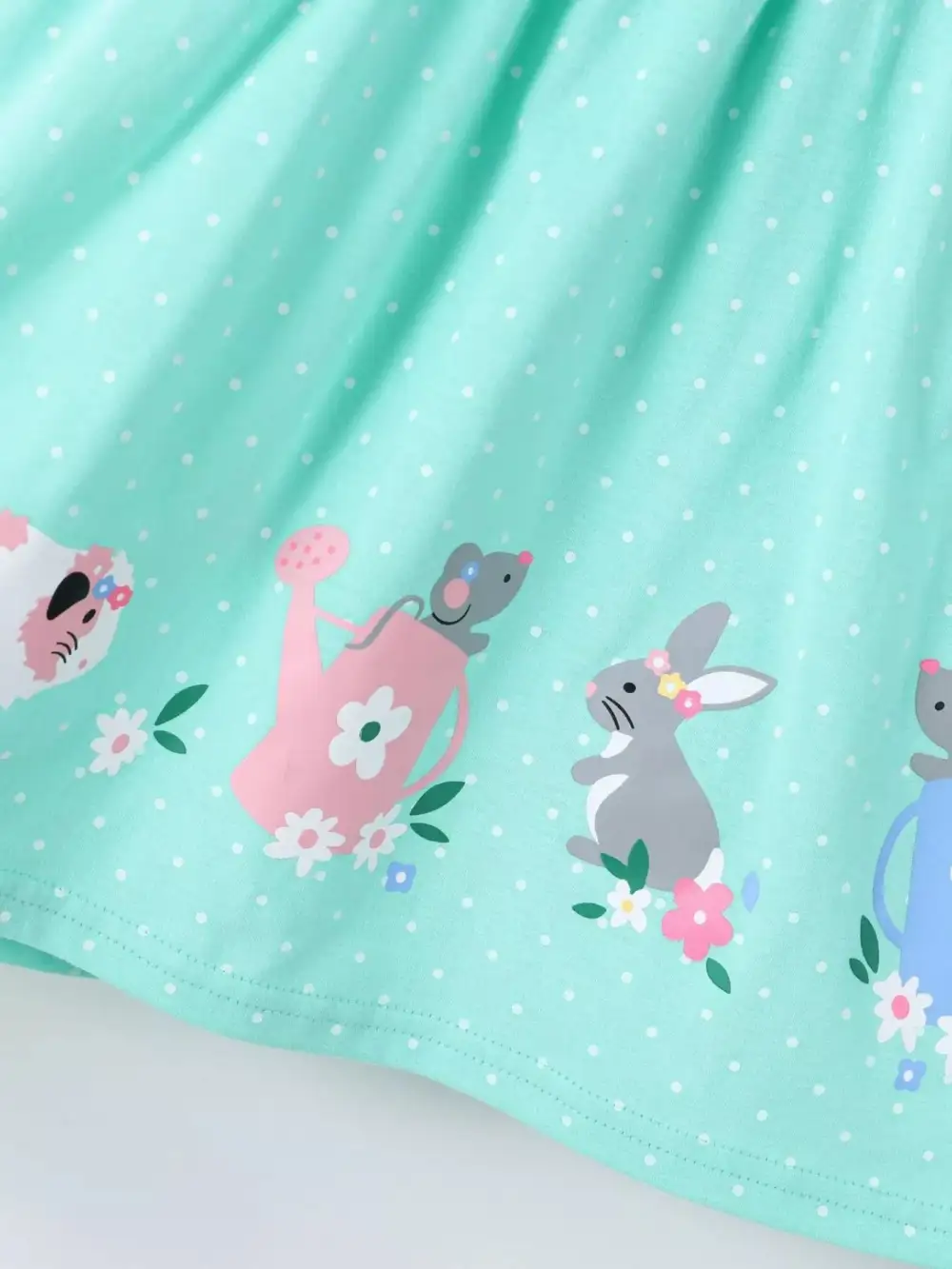 Girls Bunny Print Button Detail Dress