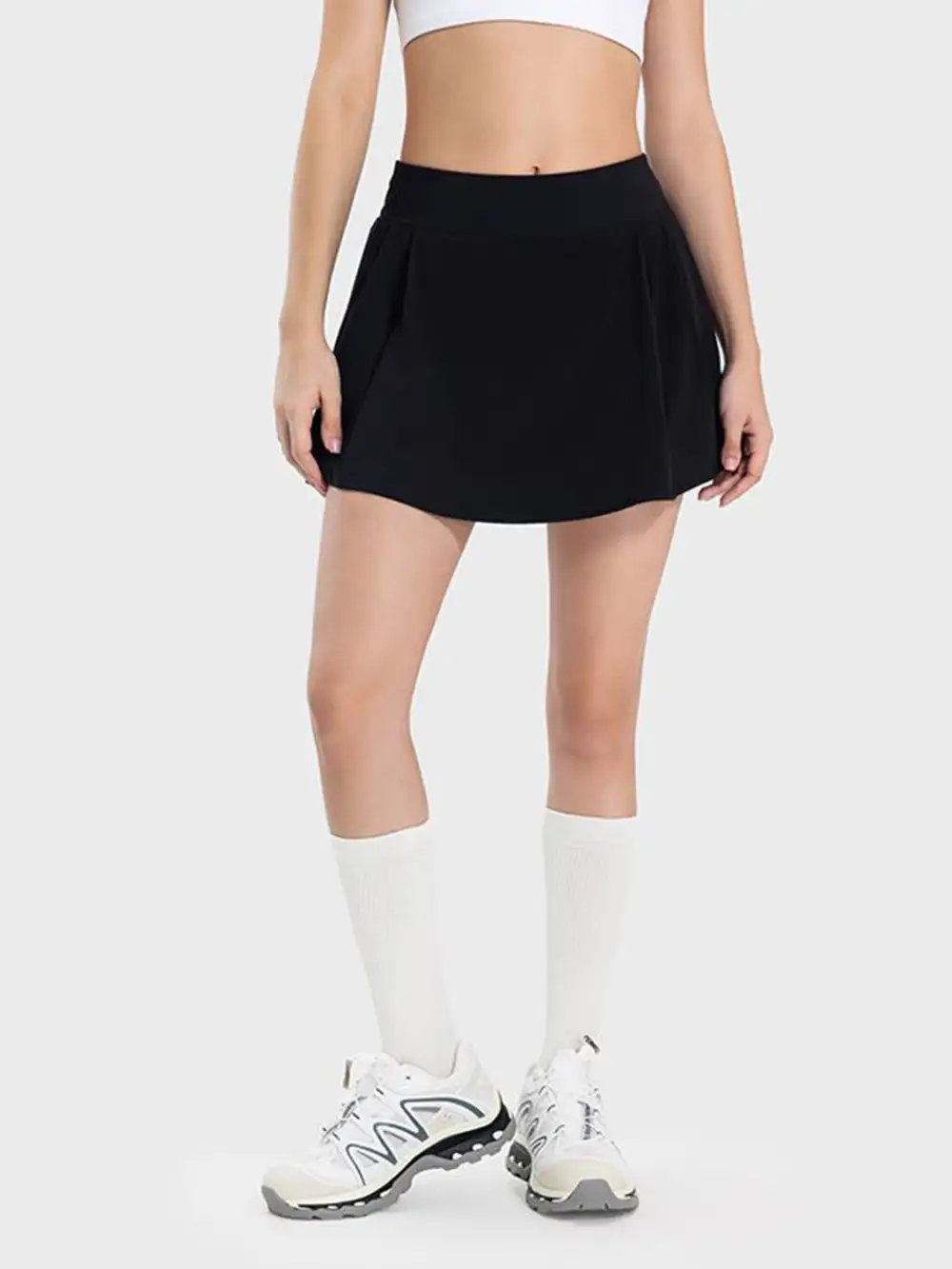 Textured Pleated Detail Skirt