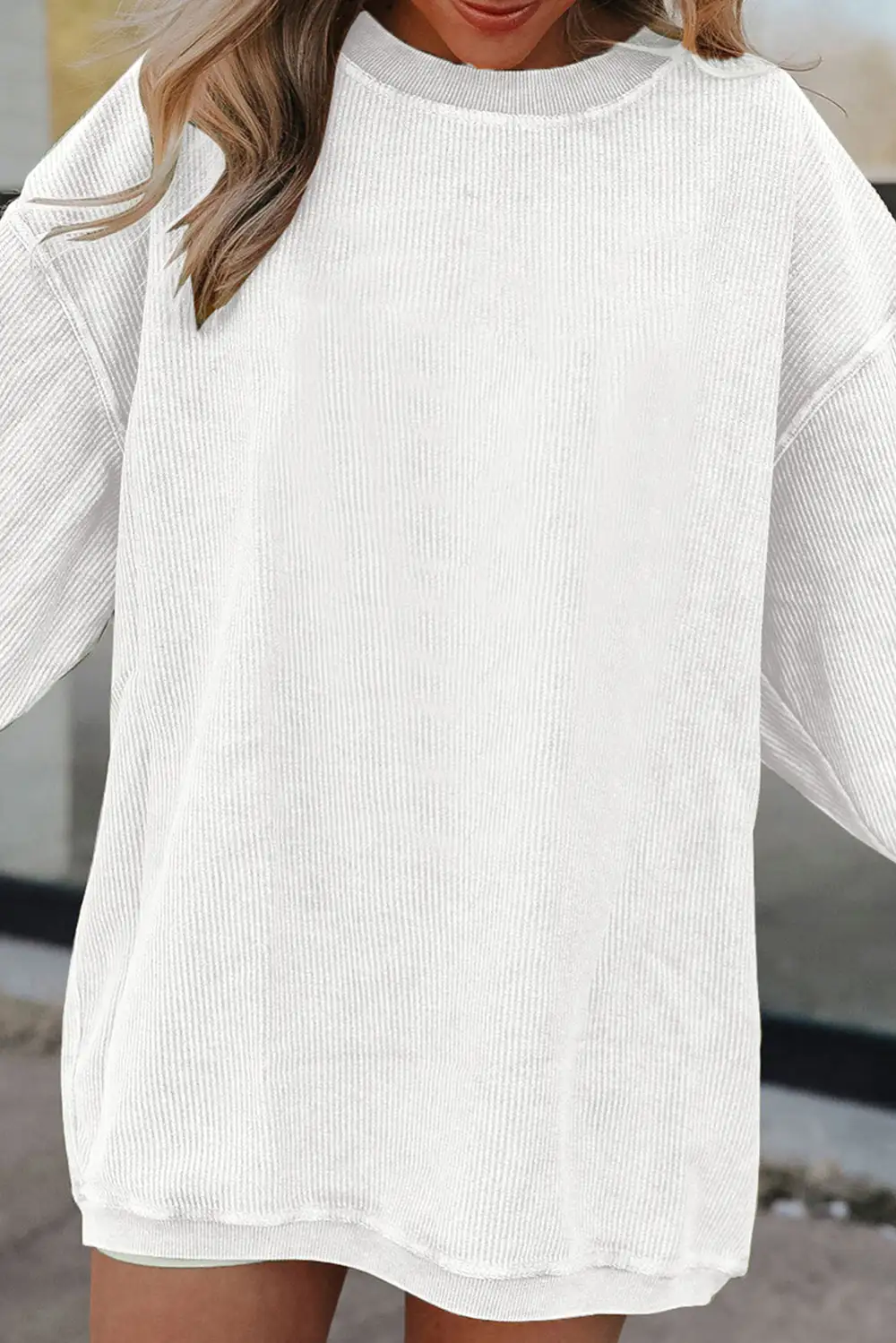 Easygoing Relaxed Ribbed Sweatshirt
