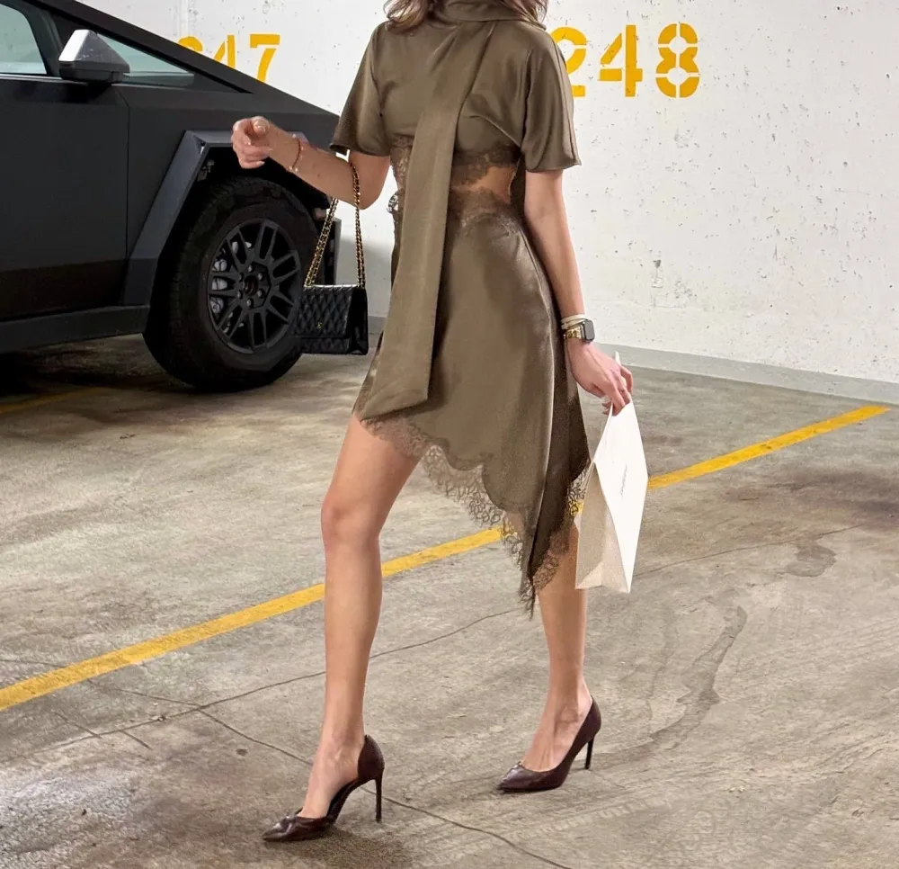 Cut-Out Satin Mini Dress