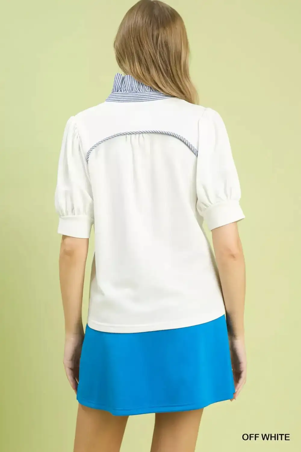 Modern Striped Collar Popover Top