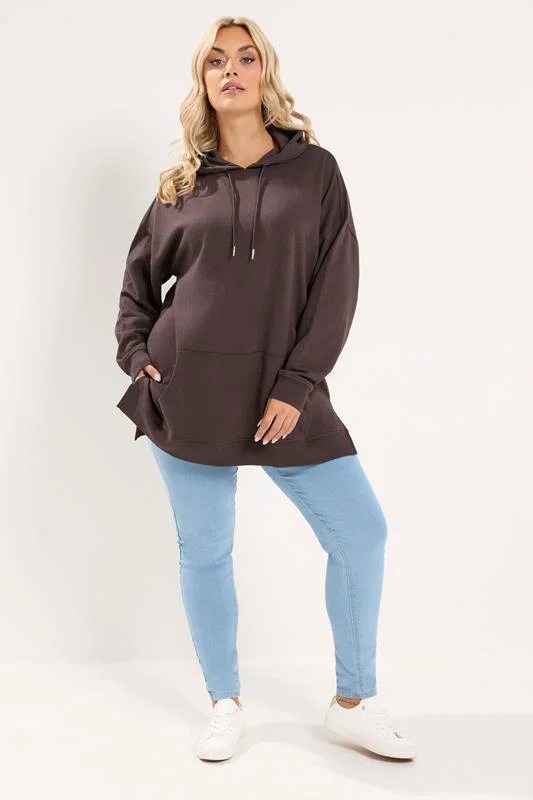 Chocolate Brown Drawstring Hoodie detail 1