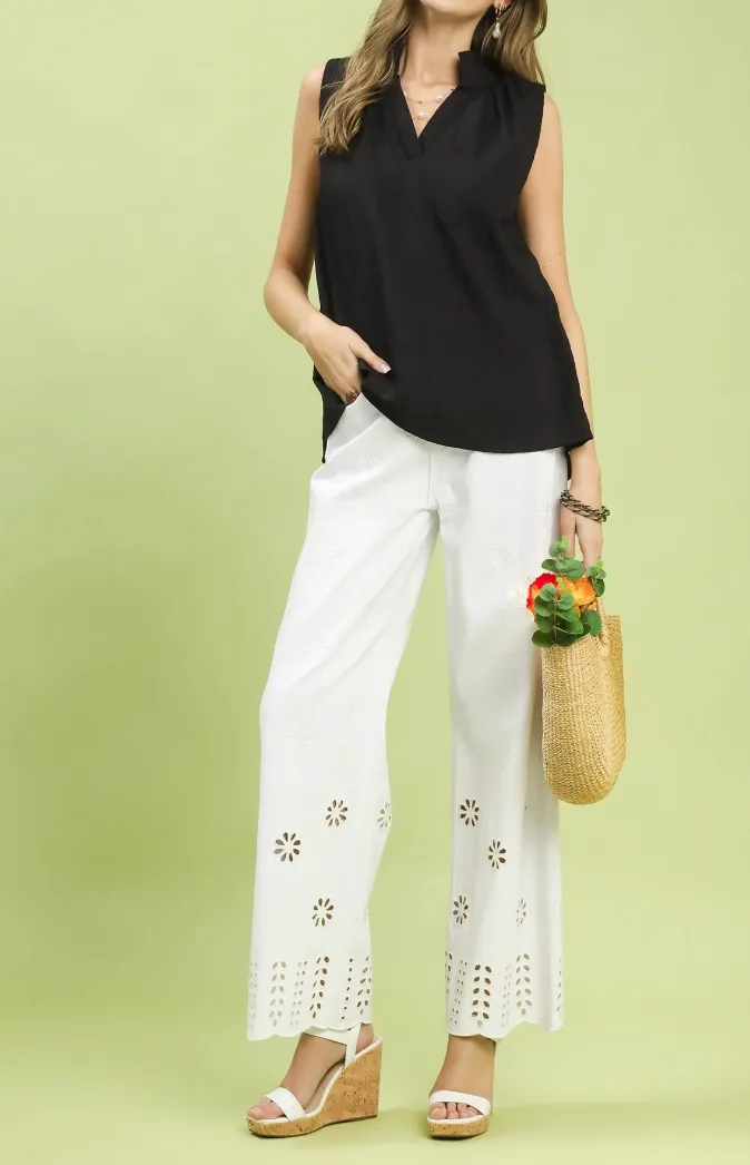 Sleeveless Textured Notch Neck Top
