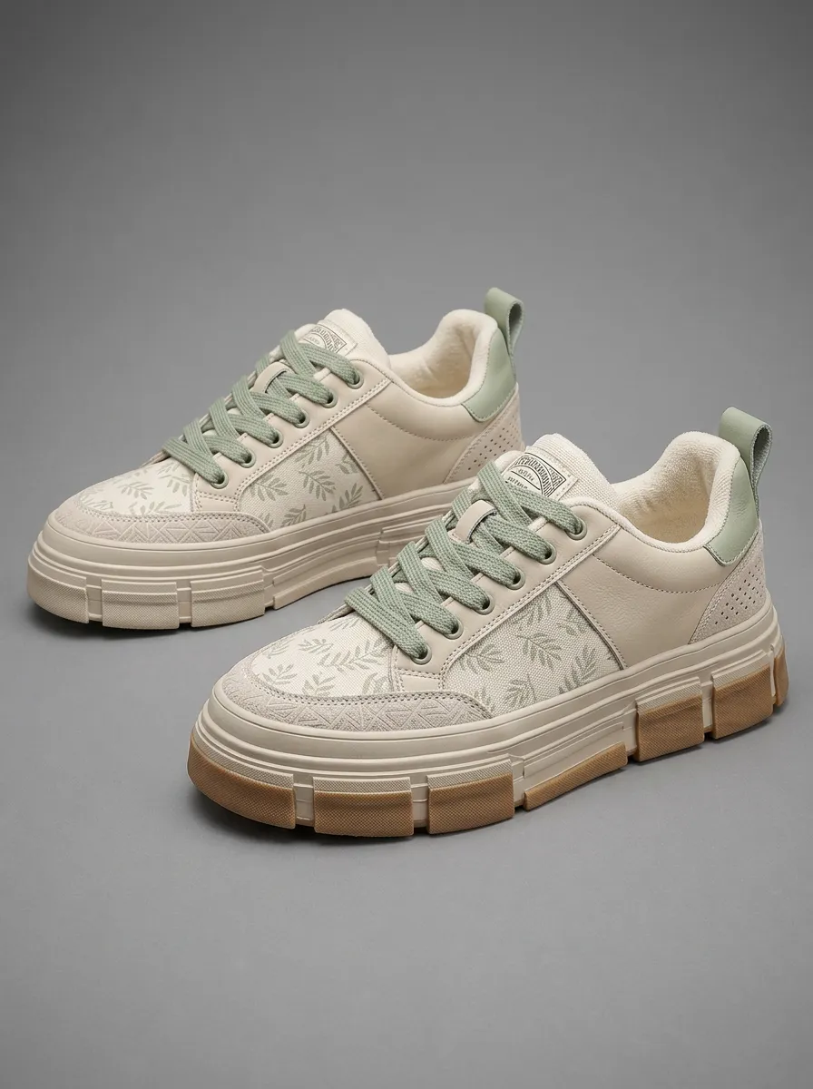 Men's Street Botanical Leaf Pattern Printed Casual Sneakers