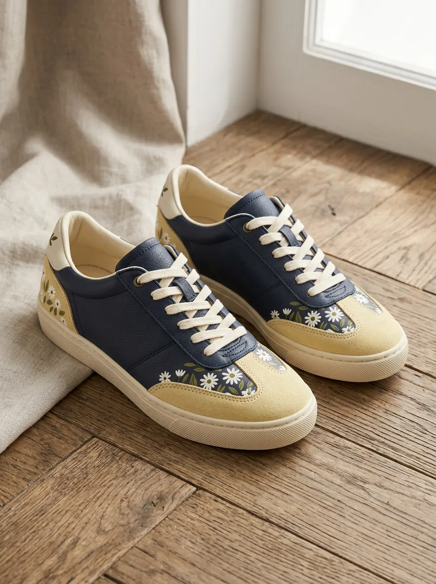 Women's Floral Daisy Pattern Printed Sneakers