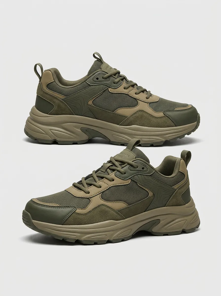 Trail-Inspired Topographic Casual Sneakers
