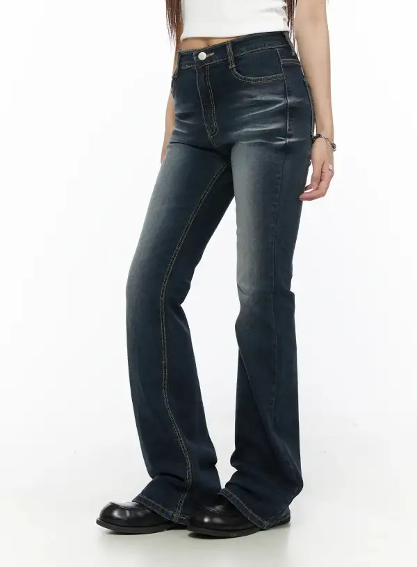 Whiskered Bootcut Jeans