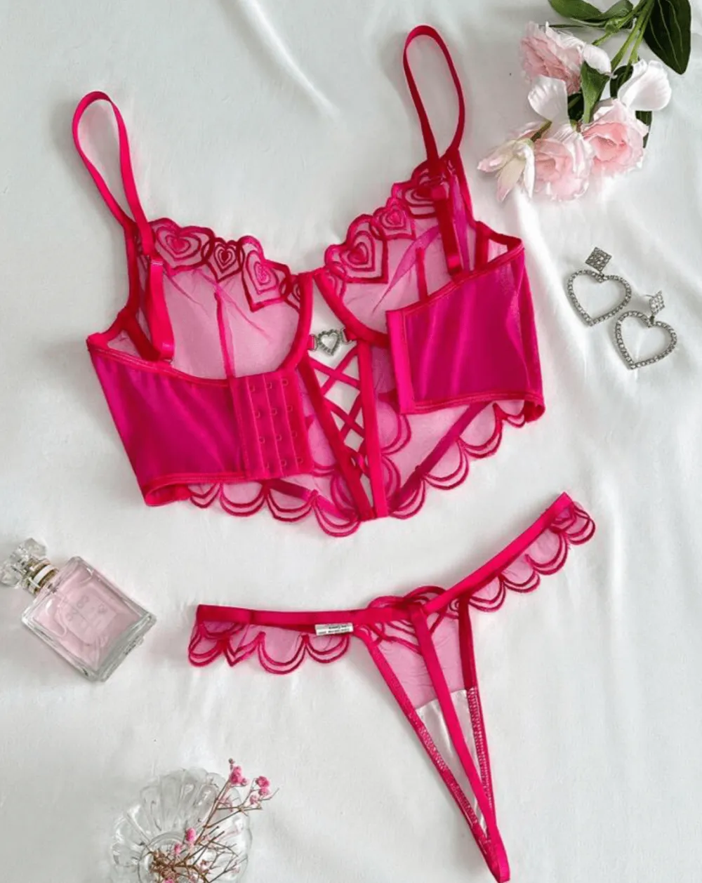 Heart Corset Lingerie Set