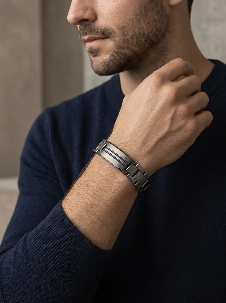 Men's Smooth Finish Minimalist Stainless Steel Link Bracelet