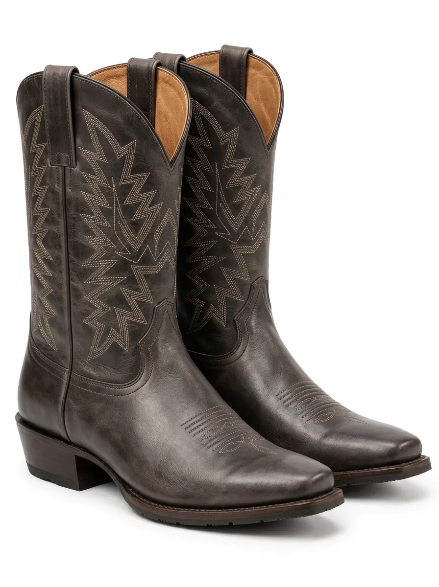 Men's Zigzag Stitch Western Print Boots