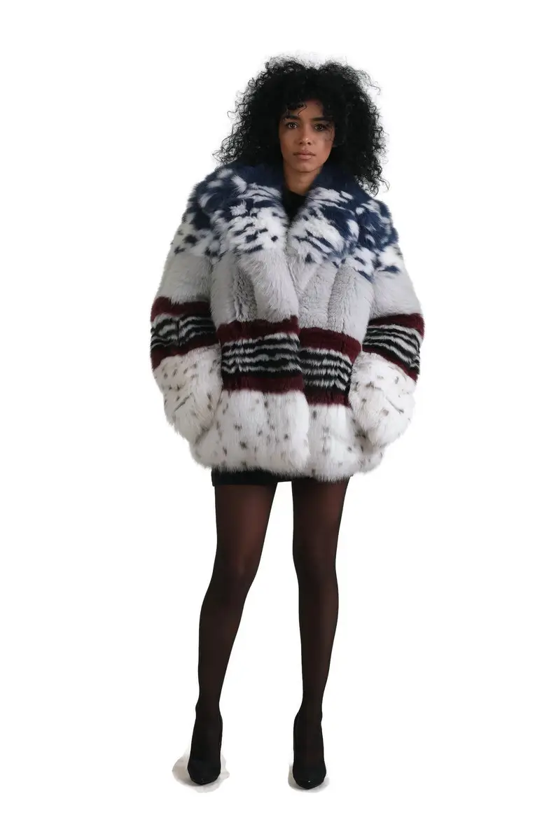Multicolored Fox Fur coat