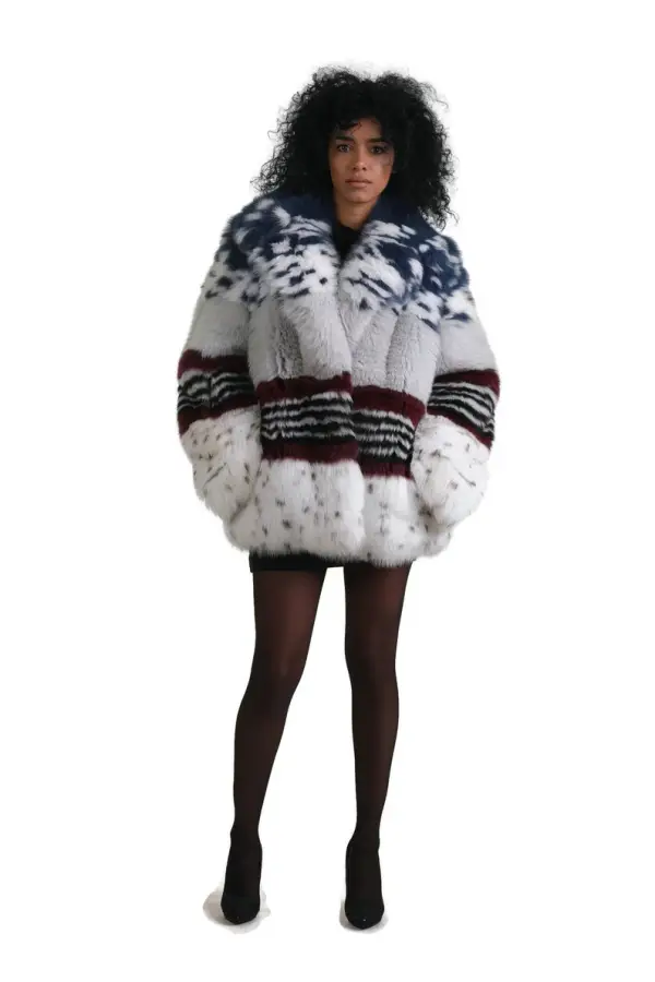 Multicolored Fox Fur coat