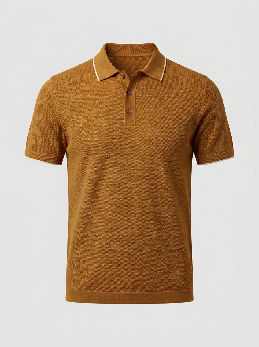 Textured Contrast-Trim Men's Polo Shirt