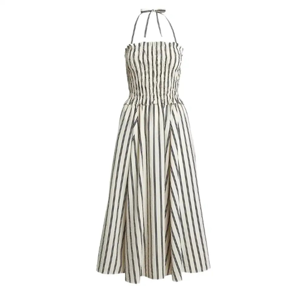 Women's A-Line Halter Smocked Beach Midi Dress