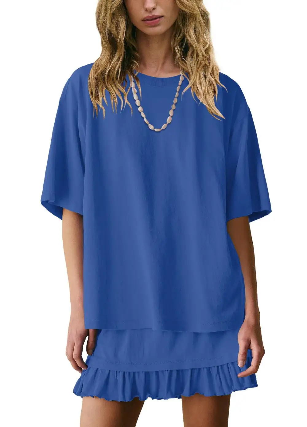 Refined Round Neck Ruffle Trim Coordinated Set