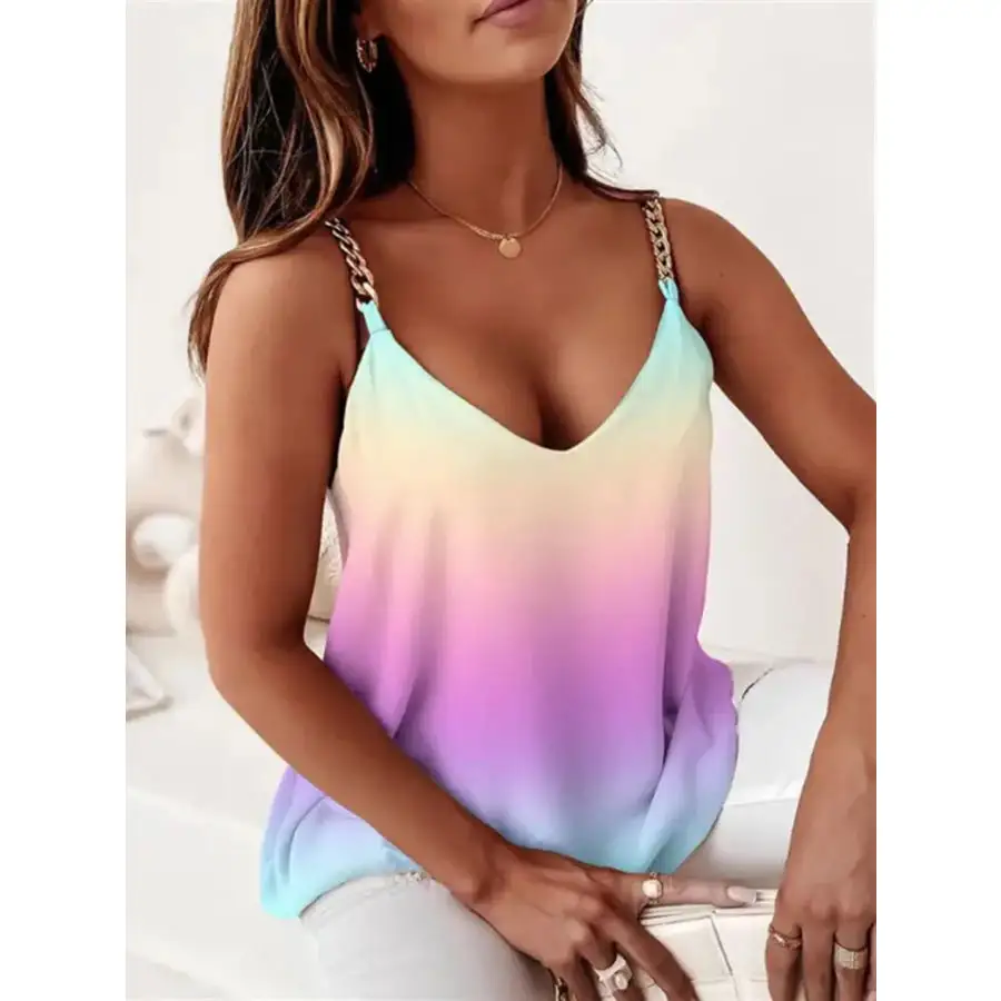 Chain Strap V Neck Tank Top