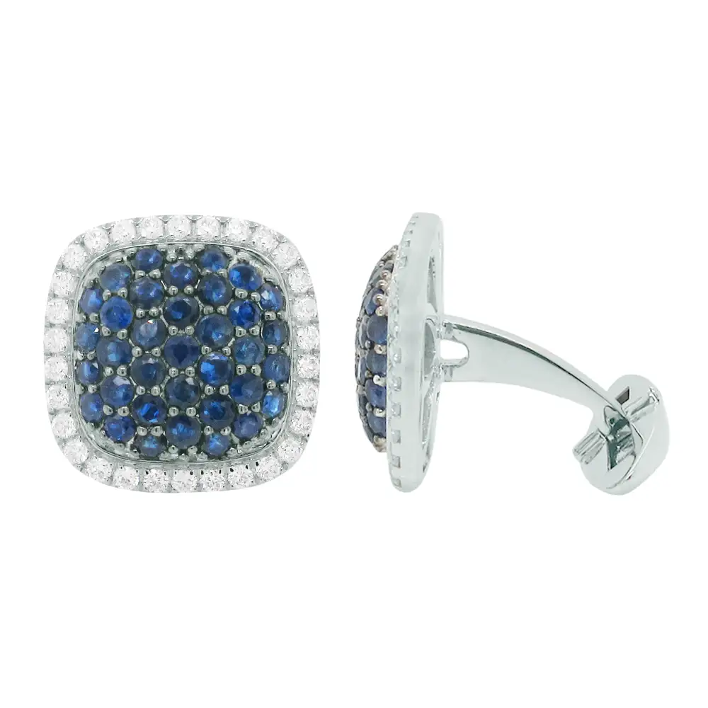Refined Diamond Sapphire Cufflinks