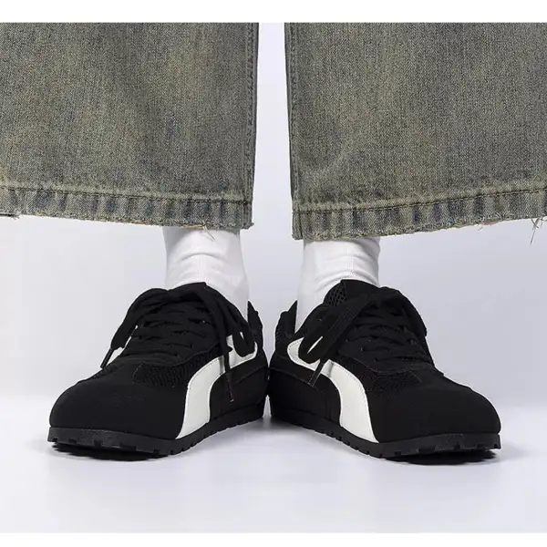 Contrast Lace-Up Casual Sneakers